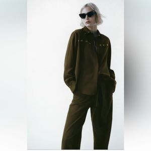 Women Zara Ring Trim Flowy Shirt Size XS